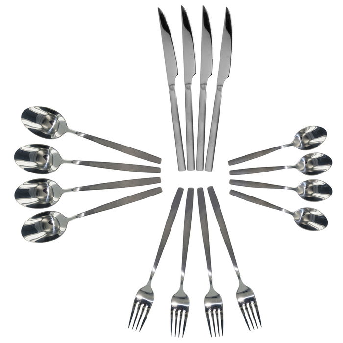 Home Deco Factory Cubertería 16 Piezas Acero Inoxidable Mango Cepillado