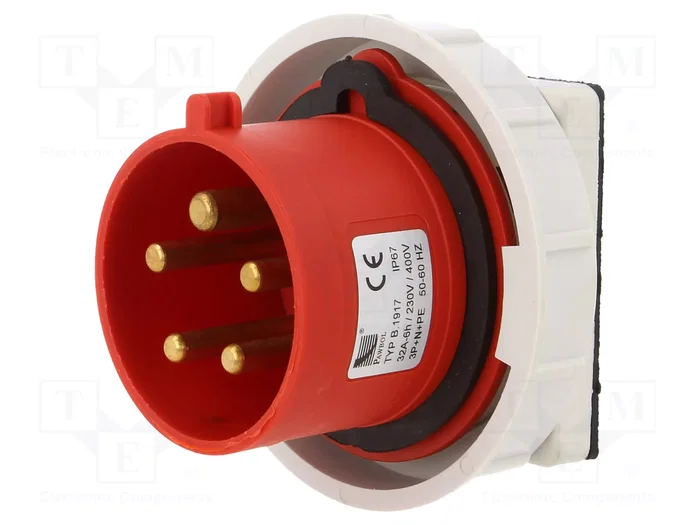 PAWBOL Conector Macho IEC 60309 de 5 Pines 32A 400V IP67 PAWBOL Conector Macho IEC 60309 de 5 Pines 32A 400V IP67