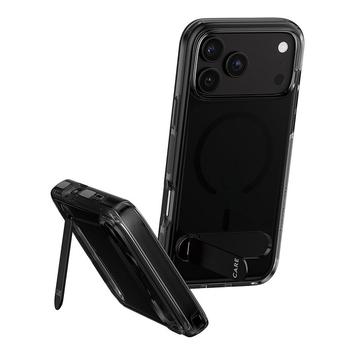 PanzerGlass CARE Kickstand Case para iPhone 17 Pro Max, Smokey m. Schwarz MagSafe PanzerGlass CARE Kickstand Case para iPhone 17 Pro Max, Smokey m. Schwarz MagSafe