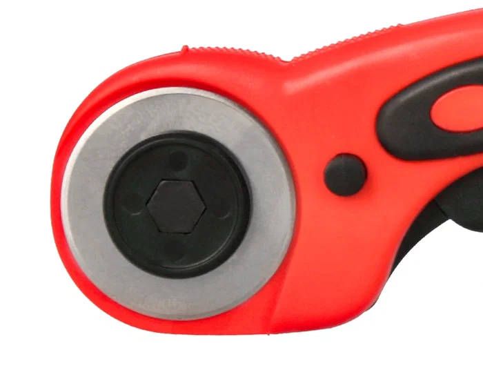 Q-connect Cúter Rotatorio XD-38, Cuchilla Circular 45 mm, 22x165x56 mm, Herramienta de Corte Preciso para Papel, Tela y Cuero