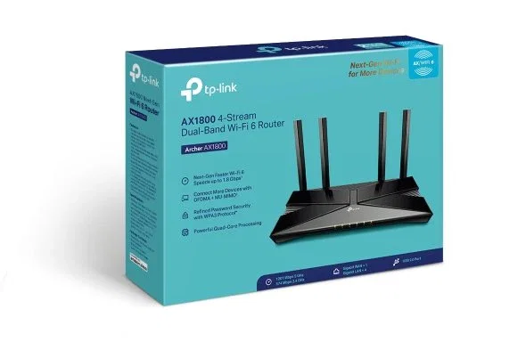 TP-Link Archer AX1800 Router WiFi 6 Dual Banda (2.4GHz/5GHz) 1775 Mbps Gigabit Ethernet 5 Puertos LAN 1 USB Negro