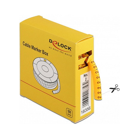DeLOCK Caja de marcadores de cables No. 2, Amarillo, 500 unidades