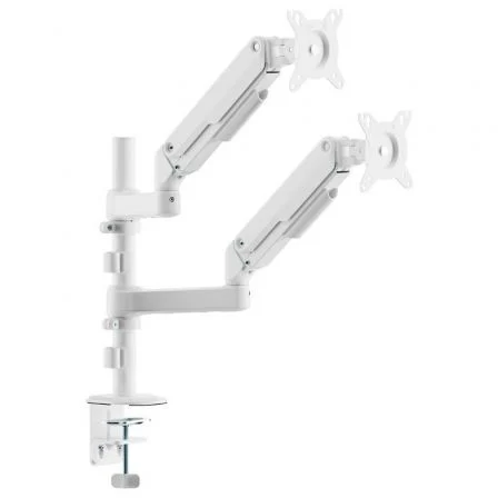 Aisens Soporte de Mesa DT32TSR-441 con Contrapeso para 2 Monitores, Giratorio e Inclinable, Compatible con Pantallas 17-32 Pulgadas hasta 9kg por Brazo, VESA 100x100 mm, Blanco