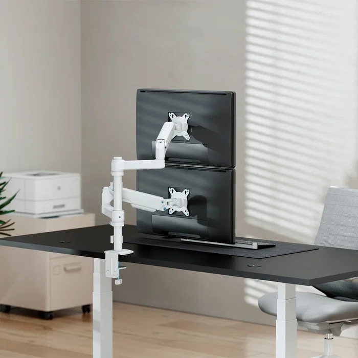 Aisens Soporte de Mesa Eco Contrapeso para 2 Monitores/TV de 17-32 Pulgadas, Blanco