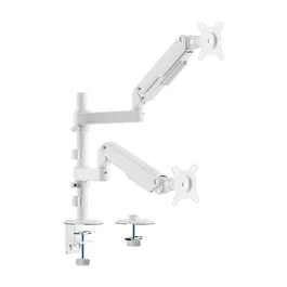 Aisens Soporte de Mesa con Contrapeso DT32TSR-441 para 2 Monitores hasta 32 Pulgadas, Giratorio e Inclinable, 9kg por Brazo, VESA 100x100, Blanco