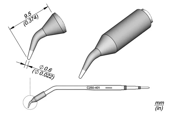 JBC TOOLS Pico cono acodado 0,6mm JBC TOOLS Pico cono acodado 0,6mm