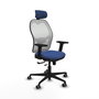PIQUERAS Y CRESPO Silla de oficina Jorquera con mecanismo Sincro/Traslack, Azul marino y Blanco