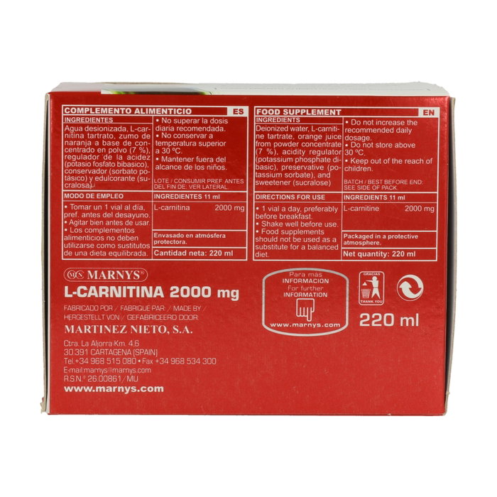 Marnys L-Carnitina 2000 sabor naranja 20 viales