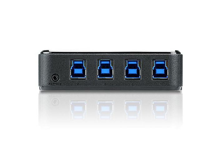 Aten US434 Dispositivo de Compartición de Periféricos USB 3.0 de 4 Puertos, Compatible con 4 Ordenadores
