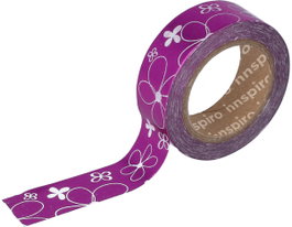 Innspiro Cinta Washi Masking Tape Serie Metal Flores Rosa 15mm x 10m