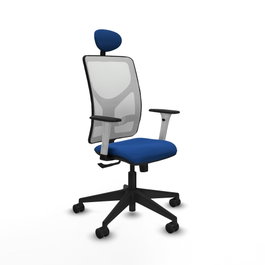 PIQUERAS Y CRESPO Silla de oficina Motilla Azul y Blanco con mecanismo Sincro