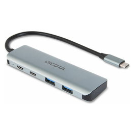 Dicota Hub USB-C 4-en-1 de Alta Velocidad D32061, 10 Gbps, Plata, Aluminio