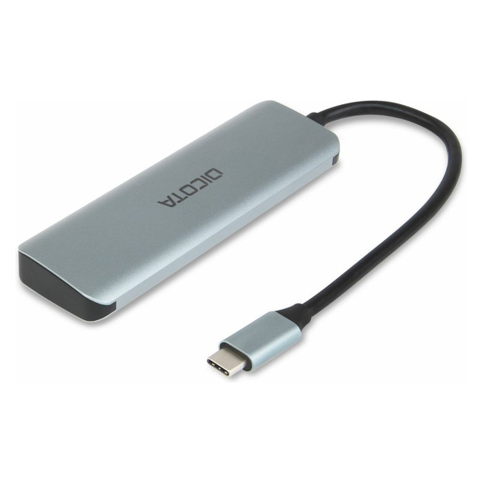 Dicota Hub USB-C 4-en-1 de Alta Velocidad D32061, 10 Gbps, Plata, Aluminio