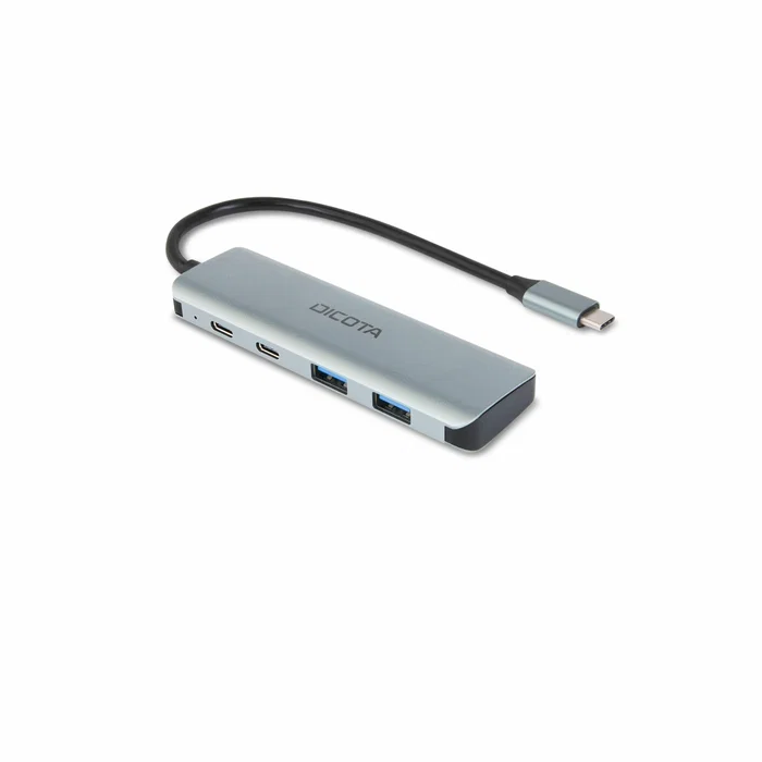 DICOTA D32061 Hub USB-C 4-en-1 10 Gbps Plata Aluminio