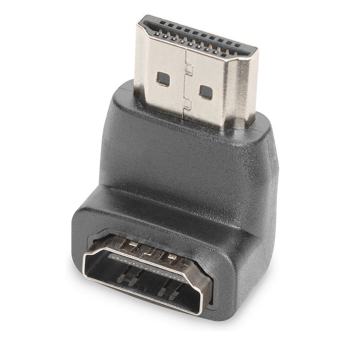 Digitus Adaptador HDMI 90 Grados, Color Negro-Dorado, Ref. DIGITUS HDMI Adapter, 90° gewinkelt, schwarz-gold