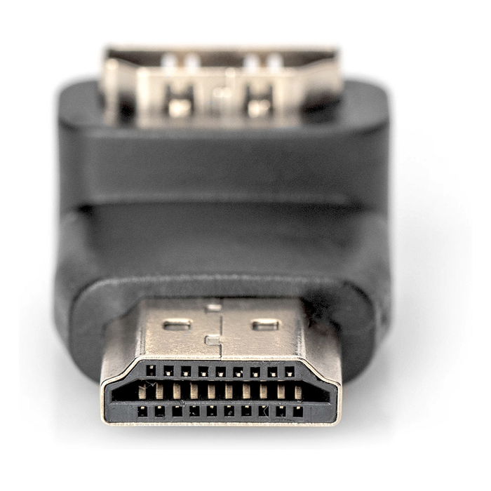 Digitus Adaptador HDMI 90 Grados, Color Negro-Dorado, Ref. DIGITUS HDMI Adapter, 90° gewinkelt, schwarz-gold