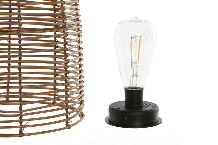 DKD Home Decor Set de 3 Lámparas Solares de Ratán Sintético Marrón