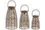 DKD Home Decor Set de 3 Lámparas Solares de Ratán Sintético Marrón