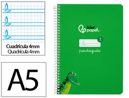 Liderpapel Cuaderno Espiral Pautaguía A5 Verde 40 Hojas