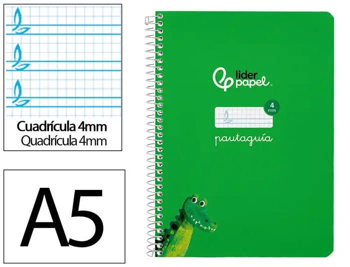 Liderpapel Cuaderno Espiral Pautaguía A5 Verde 40 Hojas Liderpapel Cuaderno Espiral Pautaguía A5 Verde 40 Hojas