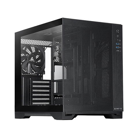 Chieftec GM-30B-M-OP Caja Cubo mATX Negra con Ventana de Cristal Templado para Gaming