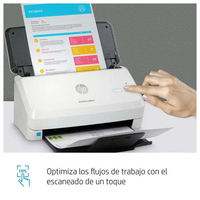 HP ScanJet Pro 3000 s4 (6FW07AB#19) - Escáner de alimentación A4 hasta 40 ppm/80 ipm, 600 x 600 DPI, dúplex, color, USB 3.2, Negro y Blanco, para oficina