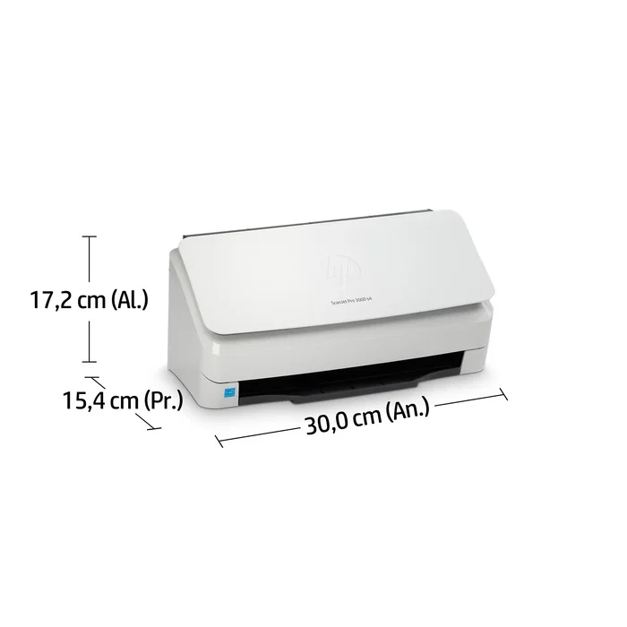 HP ScanJet Pro 3000 s4 (6FW07AB#19) - Escáner de alimentación A4 hasta 40 ppm/80 ipm, 600 x 600 DPI, dúplex, color, USB 3.2, Negro y Blanco, para oficina