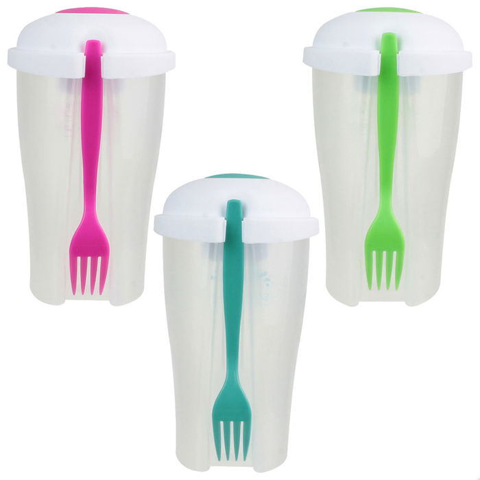 Take Away Contenedor Ensalada Para Llevar Con Tenedor Y Mini Contenedor Aliño Translúcido Plástico 11.5x19.5cm Colores Surtidos Take Away Contenedor Ensalada Para Llevar Con Tenedor Y Mini Contenedor Aliño Translúcido Plástico 11.5x19.5cm Colores Surtidos