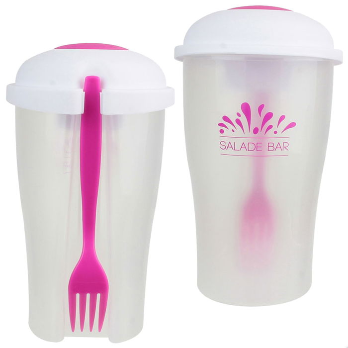 Take Away Contenedor Ensalada Para Llevar Con Tenedor Y Mini Contenedor Aliño Translúcido Plástico 11.5x19.5cm Colores Surtidos Take Away Contenedor Ensalada Para Llevar Con Tenedor Y Mini Contenedor Aliño Translúcido Plástico 11.5x19.5cm Colores Surtidos