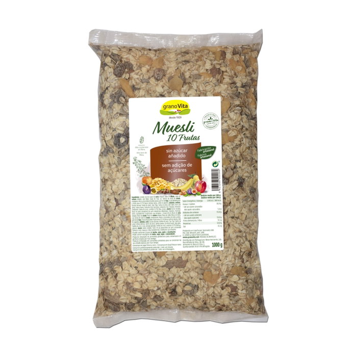 Granovita Muesli 10 Frutas 1 kg. Sin azúcares añadidos Granovita Muesli 10 Frutas 1 kg. Sin azúcares añadidos