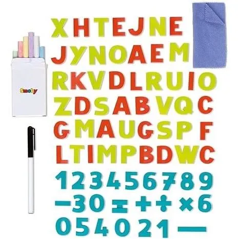 Smoby Pizarra de Madera Doble Cara Tiza Magnética Blanca Plegable 80 Accesorios