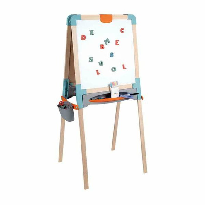 Smoby Pizarra de madera de doble cara plegable con 80 accesorios