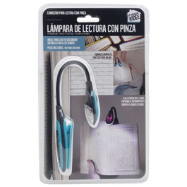 Je cherche une Idee Lámpara Lectura Con Pinza ABS Surtido Colores 25x4 cm Pilas Incluidas Ideal Viajes