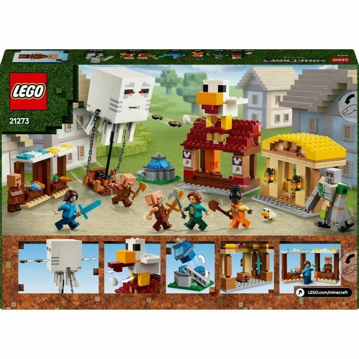 LEGO Minecraft 21273 El Ataque a la Aldea del Globo de Ghast, 555 piezas