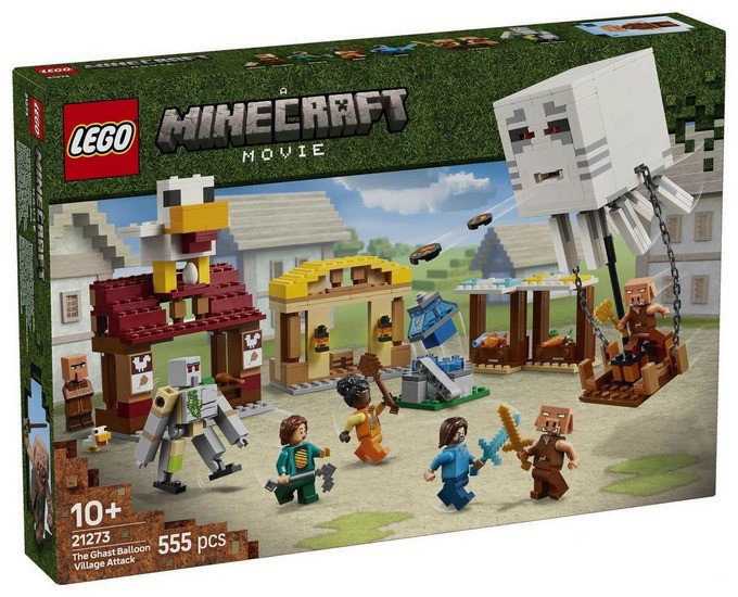 LEGO Minecraft 21273 El Ataque a la Aldea del Globo de Ghast, 555 piezas