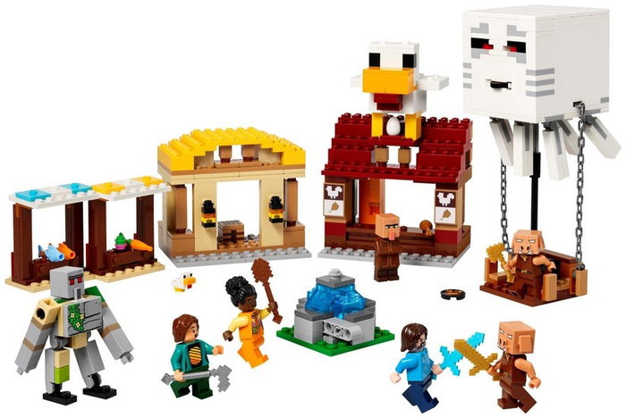 LEGO Minecraft 21273 El Ataque a la Aldea del Globo de Ghast, 555 piezas