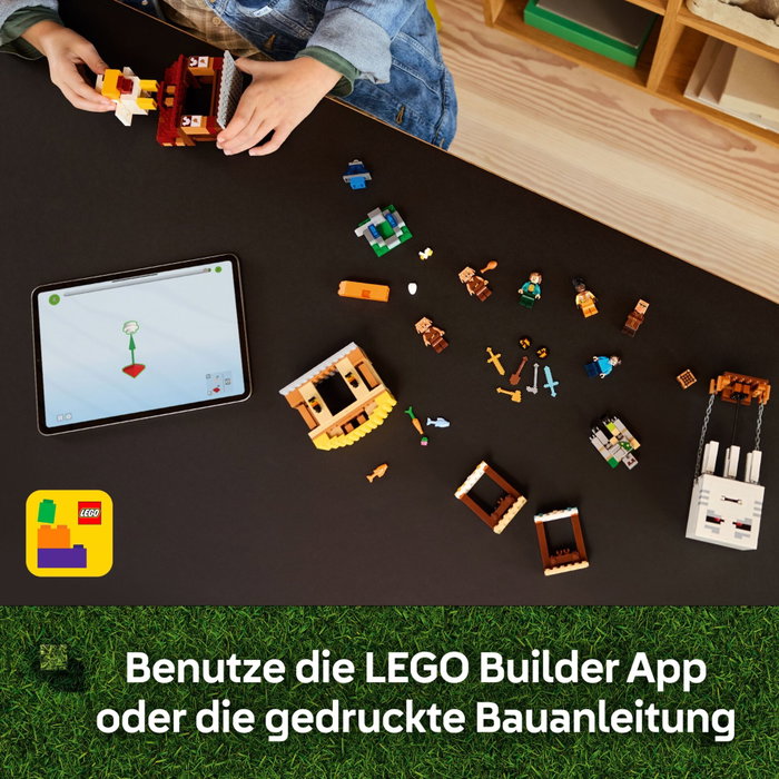 LEGO Minecraft 21273 El Ataque a la Aldea del Globo de Ghast, 555 piezas