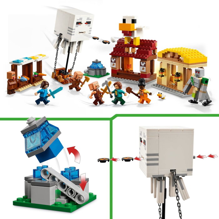 LEGO Minecraft 21273 El Ataque a la Aldea del Globo de Ghast, 555 piezas