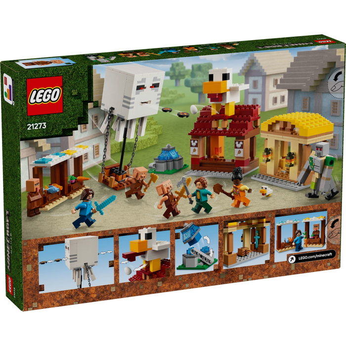 LEGO Minecraft 21273 El Ataque a la Aldea del Globo de Ghast, 555 piezas