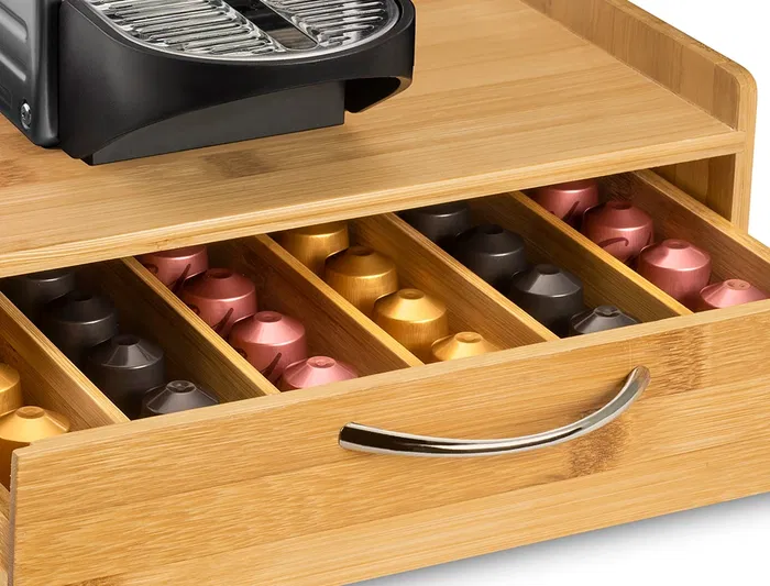 Cep Soporte para Cápsulas de Café de Bambú, Organizador para Nespresso/Special T, Cajón 1 Cajón 305x326x98 mm