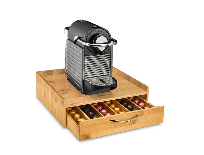 Cep Soporte para Cápsulas de Café de Bambú, Organizador para Nespresso/Special T, Cajón 1 Cajón 305x326x98 mm