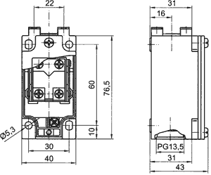 POKÓJ Interruptor de fin de carrera NO + NC 10A 240VAC