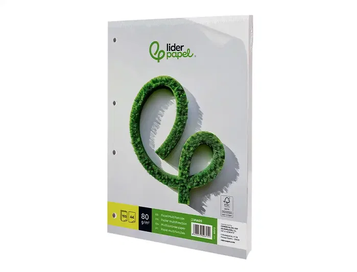 Liderpapel Papel A4 80g/m2 Liso 4 Taladros, 100 Hojas