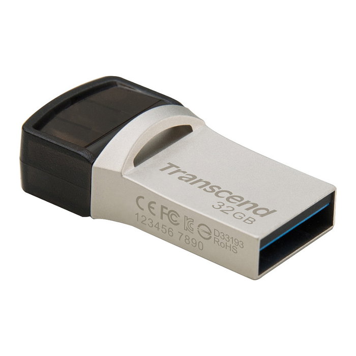 Transcend JetFlash 890 128GB USB 3.2 Gen 1 Type-C/A Tapa Negro Plata