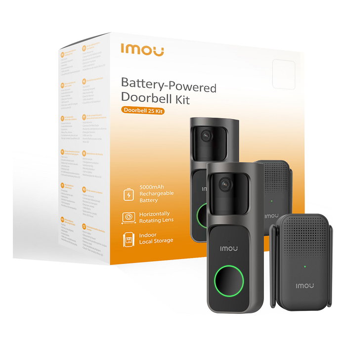 Imou DB2 S Kit Timbre Videoportero 2S 3MP WiFi Visión Nocturna 166º Campa H.265 512 GB MicroSD Negro para Hogar con Pared
