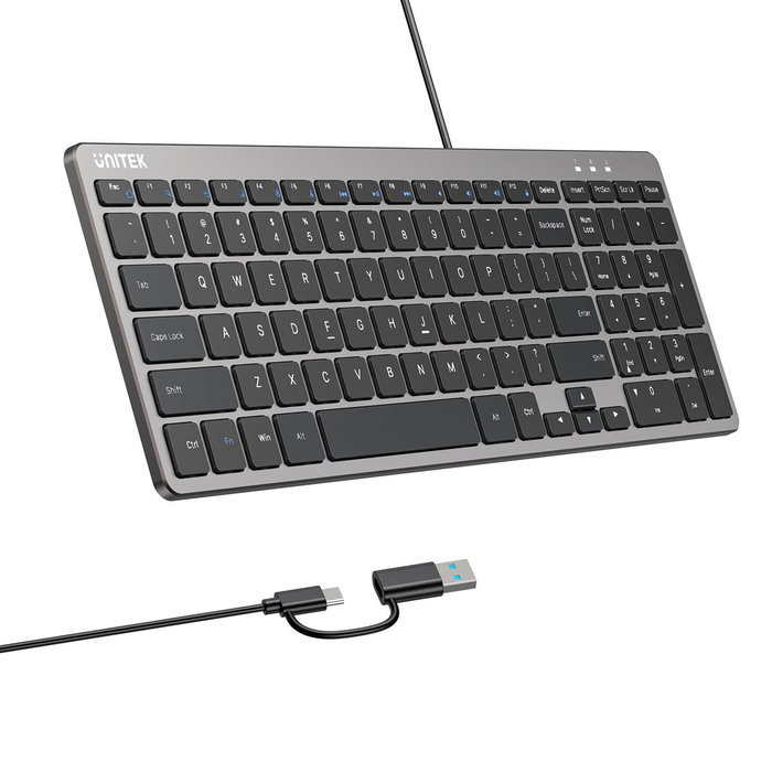 Unitek SlimTap Teclado de Oficina 96% Gris