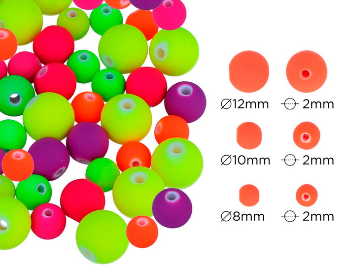 Innspiro Cuentas de Plástico Redondas Colores Flúor Surtidos 8, 10, 12mm Innspiro Cuentas de Plástico Redondas Colores Flúor Surtidos 8, 10, 12mm