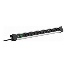 Bachmann Connectus Regleta 12xCEE7/3, 1xSchalter, 2,0m CEE7/7 Gris