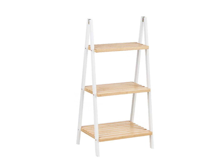 Berilo Estantería Escalera 3 Estantes Bambú Blanco 84x30 cm