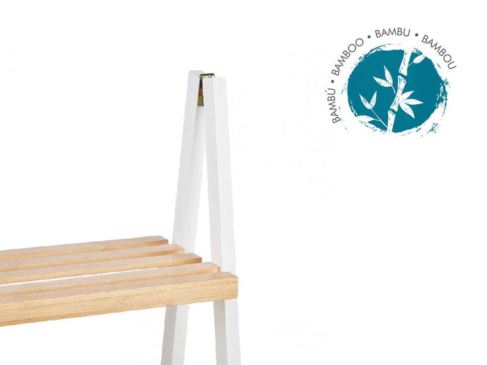 Berilo Estantería Escalera 3 Estantes Bambú Blanco 84x30 cm